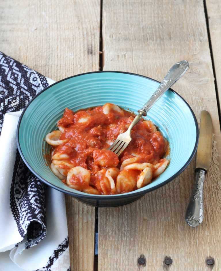 Orecchiette sans gluten et sa sauce de scamorza et saucisson - La Cassata Celiaca