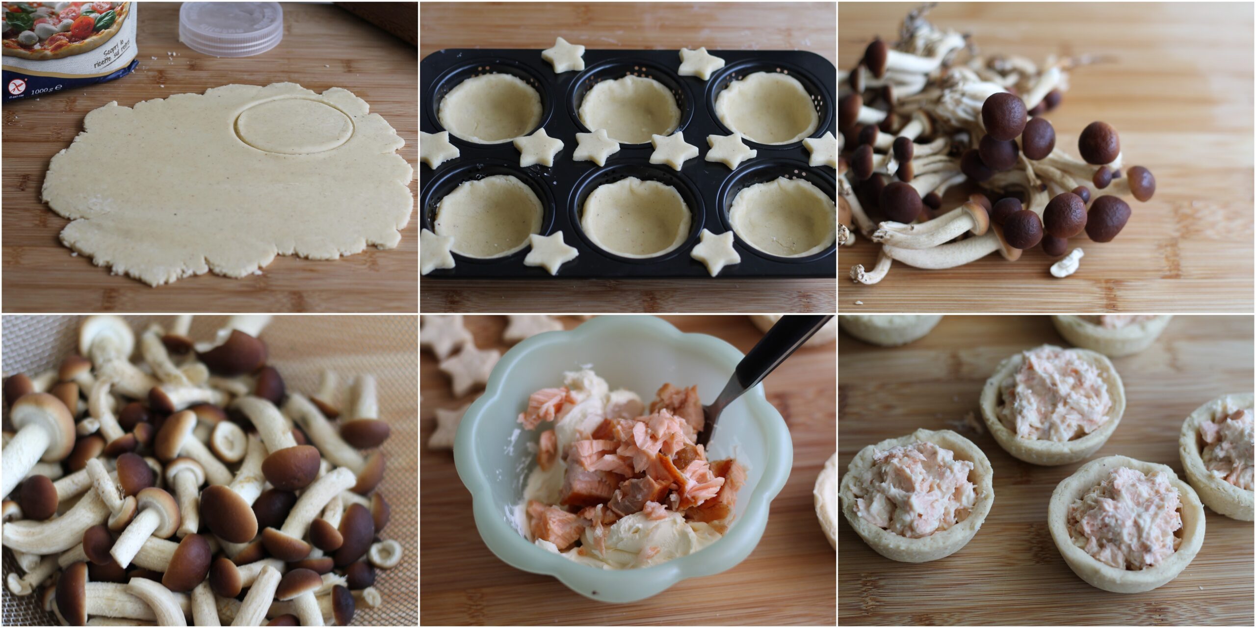 Croustades sans gluten avec saumon et pholiotes du peuplier - La Cassata Celiaca