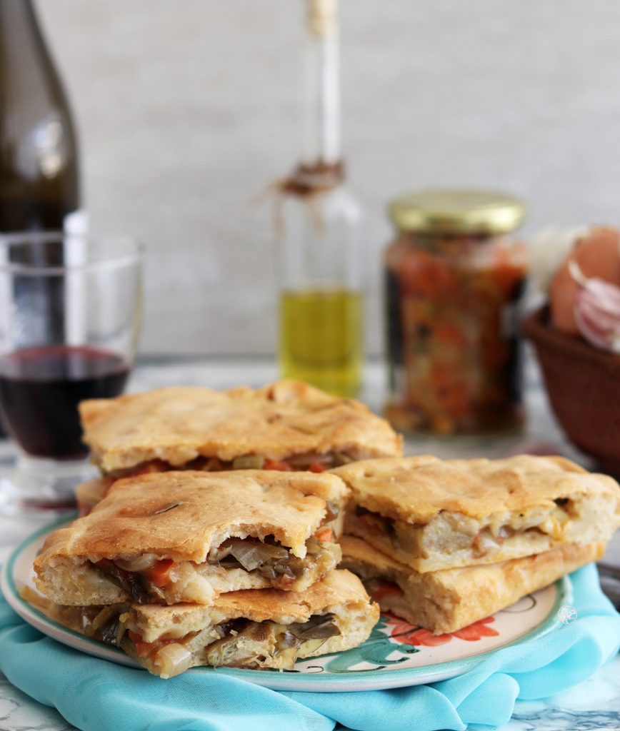 Focaccia avec caponata d'artichauts sans gluten - La Cassata Celiaca