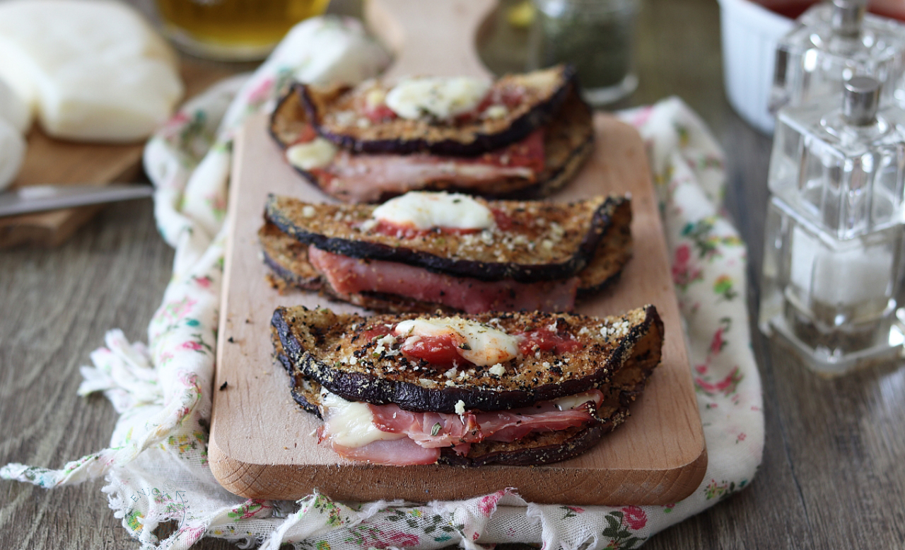 Croques aubergines jambon et fromage- La Cassata Celiaca