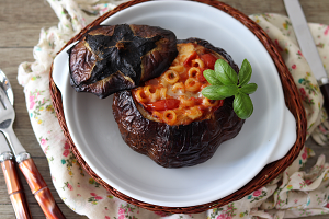 Aubergine au four farcie de pâtes- La Cassata Celiaca