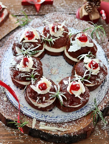 Couronne de Noël au cacao sans gluten - La Cassata Celiaca